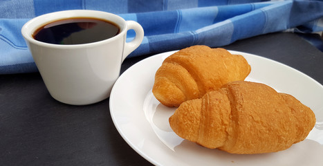  Fresh croissants and coffee for breakfast