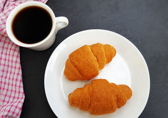  Fresh croissants and coffee for breakfast
