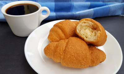  Fresh croissants and coffee for breakfast