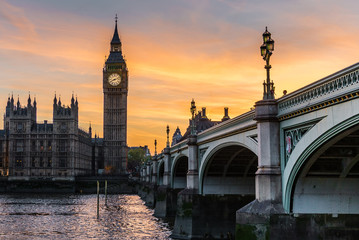 Big Ben Clock at Sunset