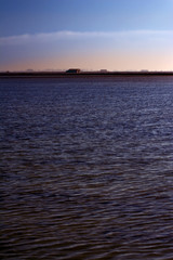 Landscape of marsh full of water at sunrise