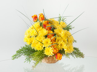 Artistic Arrangement with Mixed Flowers
