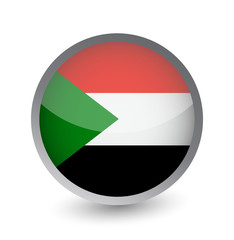 Fototapeta premium Sudan Flag Round Glossy Icon