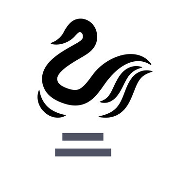 Swan graphic icon with two rows of indicated type below it.