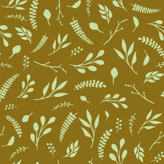 Vintage leaves seamless pattern. Dark color. Design for wallpapers, fabric