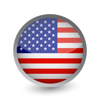 USA Flag Round Glossy Icon