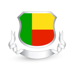Benin flag in shield and ribbon
