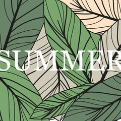 Trendy Summer Tropical Leaves Vector Design