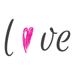 Romantic Valentines day love greeting card with heart shape icon. Vector illustration EPS10 - love day. The inscription Love. Be my valentine. Calligraphic inscription. Love logotype