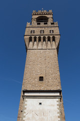Obraz premium Back view of the Arnolfo Tower, Palazzo Vecchio, Florence, Tuscany, Italy.