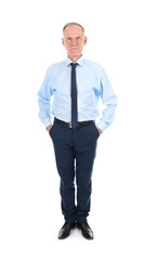 Attractive mature businessman on white background