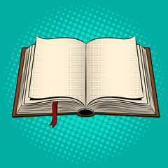 Open book pop art vector illustration