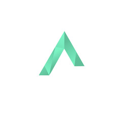 A Letter Blue Triangle Leaves Geometric Logo