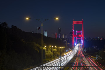 Fototapeta na wymiar Fatih Sultan Mehmet bridge Spectacular view of Istanbul Turkey