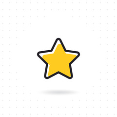 Star icon in flat design. Outline vector star icon. Colored flat line vector illustration