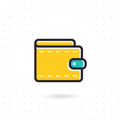 Wallet flat icon. Line wallet icon on white background. Colored flat line vector illustration