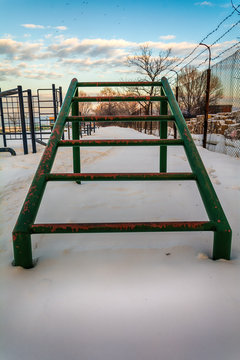 Gym outdoor under the snow