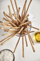 Textured bread sticks from above