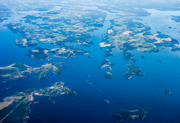 Fototapeta na wymiar Aerial view of islands on Lake Malar, Sweden.