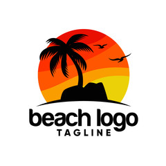 Naklejka premium Beach logo design Vector 