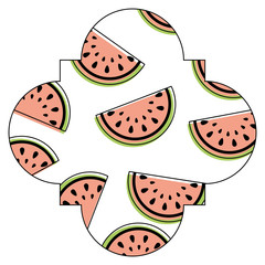frame with watermelon pattern background vector illustration design