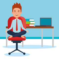 Fototapeta premium business people meditation lifestyle in workplace