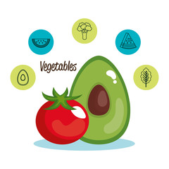 healthy food set icons