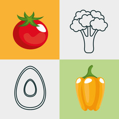 healthy food set icons