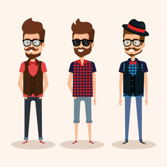 hipster style group of avatars