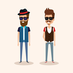 hipster style group of avatars