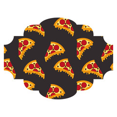 frame with pizza pattern background vector illustration design