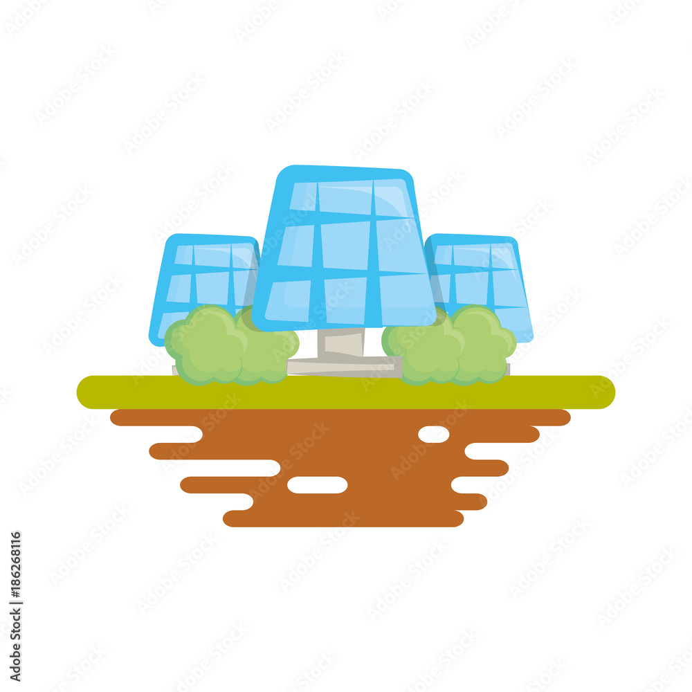 Poster solar panels on ground cartoon