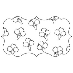 frame with broccoli pattern background vector illustration design