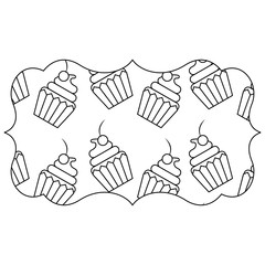 frame with cupcake pattern background vector illustration design