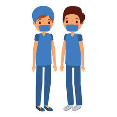 surgeons couple avatars characters icon vector illustration design