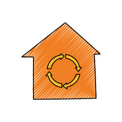 Recycle house symbol cartoon