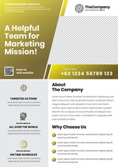 A4 Marketing Flyer template left title and left side service list style 9 in golden color