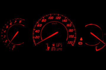 Car Speedometer Glowing In The Dark