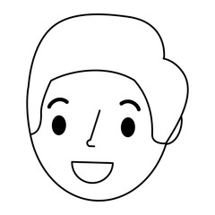 young man head avatar character vector illustration design