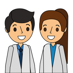doctors couple avatars characters vector illustration design