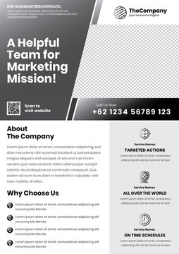 A4 Marketing Flyer template left title style 10 dark color