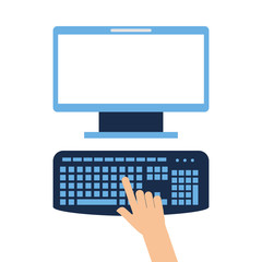 user with computer desktop vector illustration design