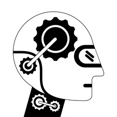 humanoid robot profile icon vector illustration design