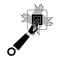 processor circuit with robot hand vector illustration design