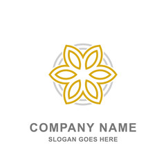 Geometric Gold Flower Star Ornament Logo Vector 