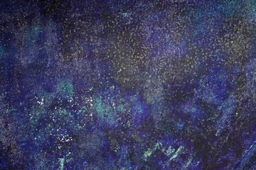 Grungy blue chipped spattered paint horizontal background