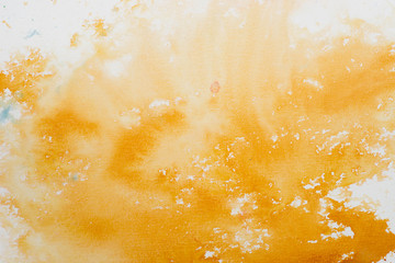 orange watercolor painting on white paper background texture