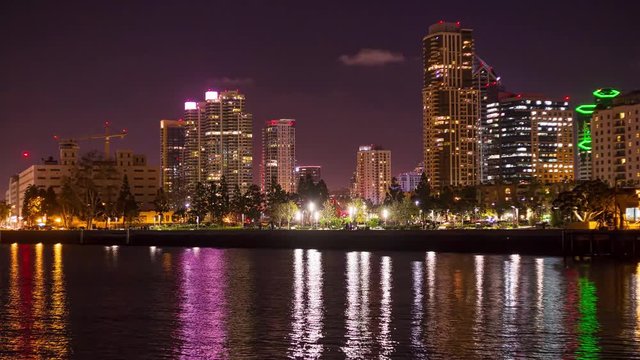 San Diego Night Skyline Time Lapse