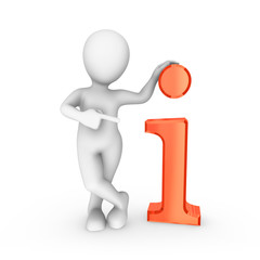 3d white man with big red info symbol