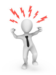 3d angry businessman. Office stress concept.